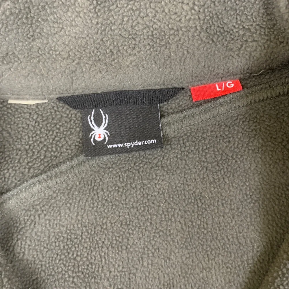 Spyder Mens Gray Quarter Zip Pullover Fleece Jacket Chest Pocket Size Large